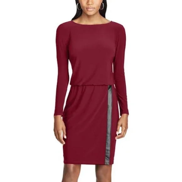 Chaps Dresses Chaps Ralph Lauren Stretch Midi Dress With Leather
